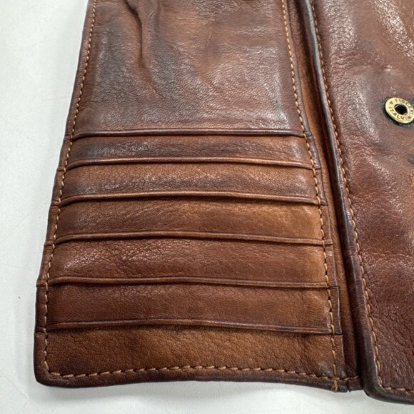 Vintage Y2K Fossil Distressed Soft Leather Wallet Trifold Brown Card Money Snap - Picture 8 of 14